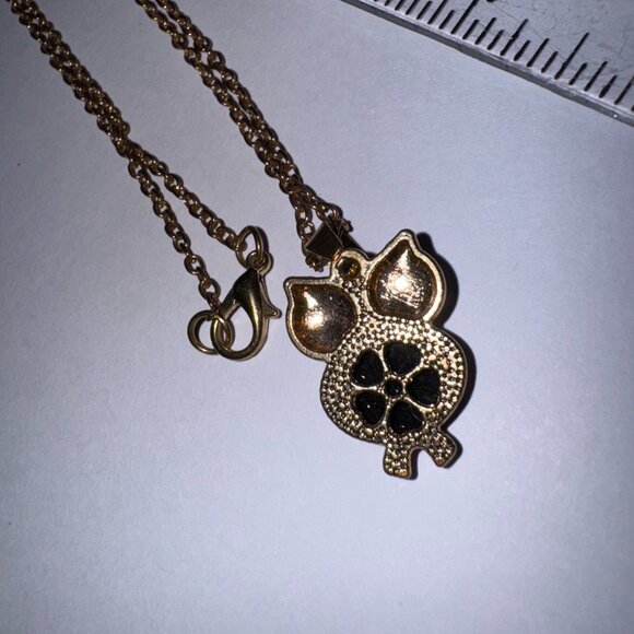 19" Rose Gold Plated Onyx and Cz. Owl Necklace - Picture 6 of 13
